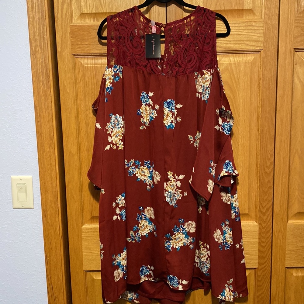 Floral Cold Shoulder knee length dress New size 3XL - Picture 6 of 12